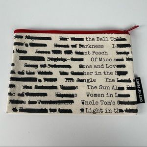 Out Of Print Books Canvas Red Zip Pencil Pouch Reader Librarian Gift 8.5" x 6".